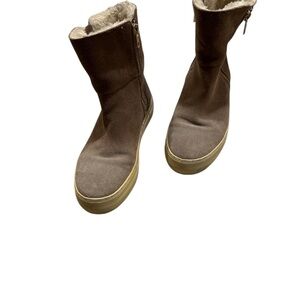 J Slides Brown Winter Rain Boots with Cozy Lining